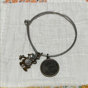 Charming Silver and Brown Bracelet with Monkey Charm